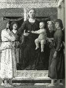 madonna and chold enthroned between four angels